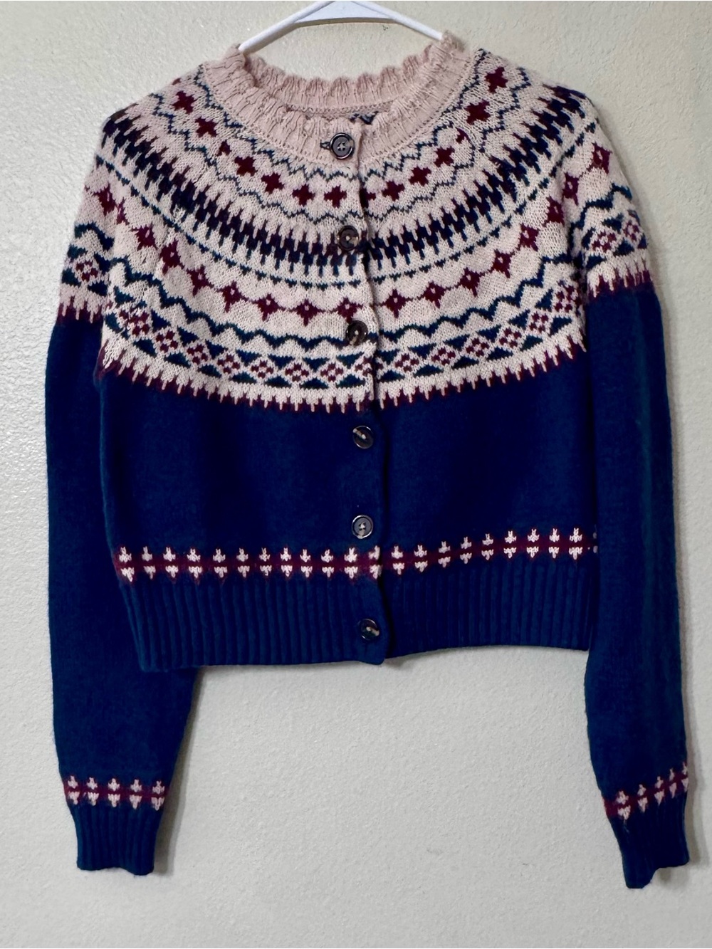 NWT dRA Los Angeles Fair Isle Cropped Cardigan Sweater S